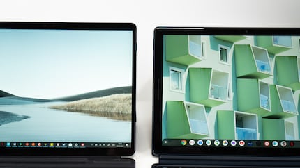 Le icone sul Surface (a sinistra) sono un po' troppo piccole per il funzionamento touch.