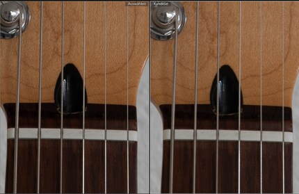 My first 16-85 on the left, the newly purchased one on the right. Screenshot of the 100 per cent view in Lightroom.