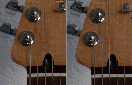 Left: older specimen, right: new specimen with AF fine tuning -5