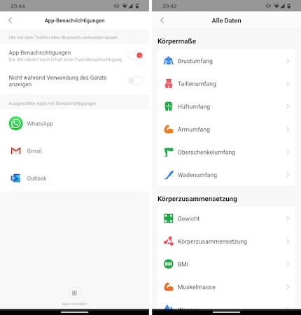 Benachrichtigungen auf der GTR musst du für jede App einzeln freigeben und kannst jede Menge Daten in die App eintragen.
