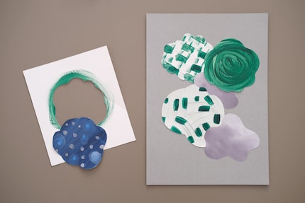 Les fonds unis accentuent les silhouettes d'un détail de l'image.