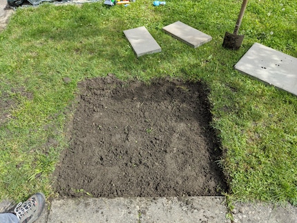 First of all, a hole is dug for the foundation.