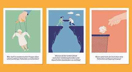 Die Illustrationen von «Rund Um» brechen mit den oft verängstigenden Bilderwelten des Gesundheitsbereichs. Foto: Selina Fässler