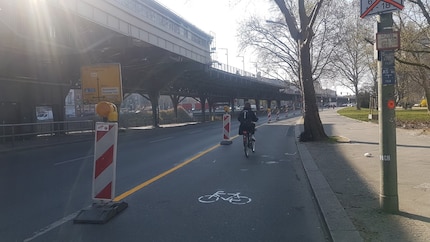 Ein Pop-up-Radweg in Berlin.