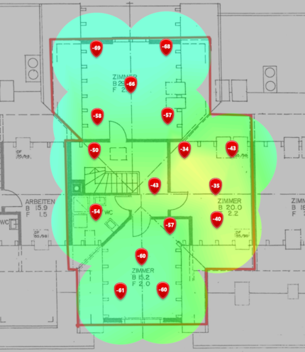 5 GHz signal level on the second attic floor.