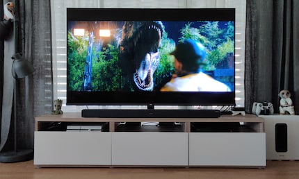Ein gefrässiger T-Rex im strömenden Regen.