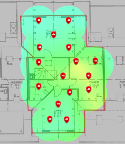 5 GHz signal level on the second attic floor.