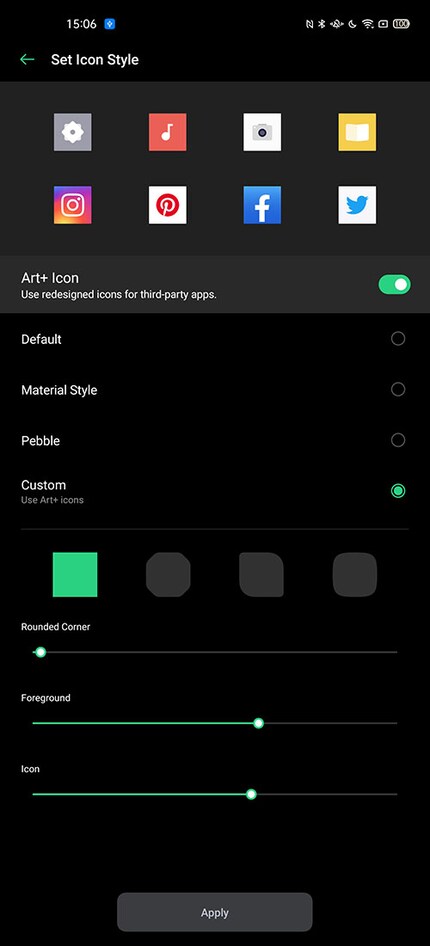 You can shape the icons yourself. Nice.