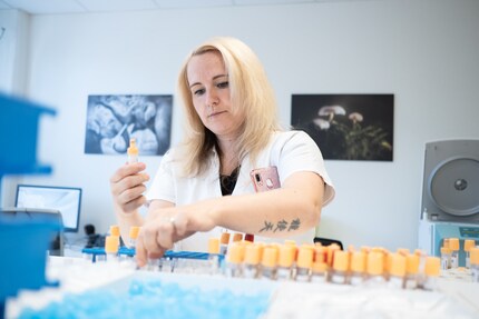 Silvia Hahner inspecte les échantillons nouvellement arrivés.