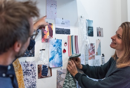 The mood boards set the tone for the upcoming collection.