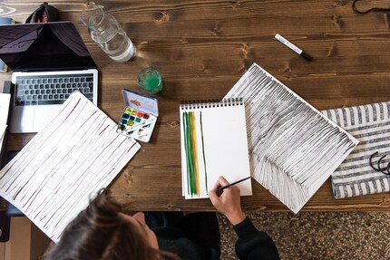 The sketches are always created by hand first.