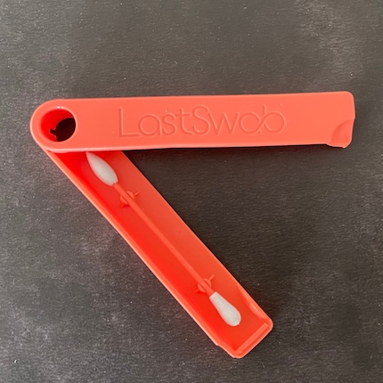 The Lastswab cotton bud includes a handy flip case.