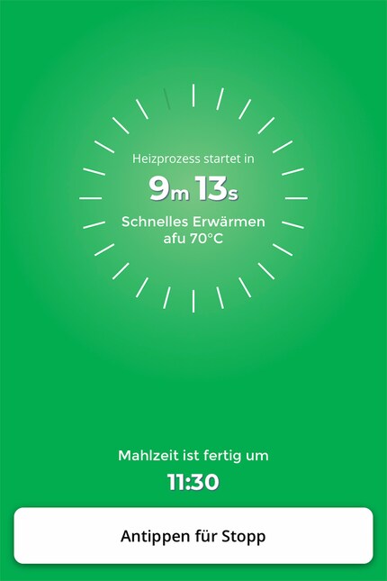 Set in the app: thanks to the timer, my lunch is warmed up on time.