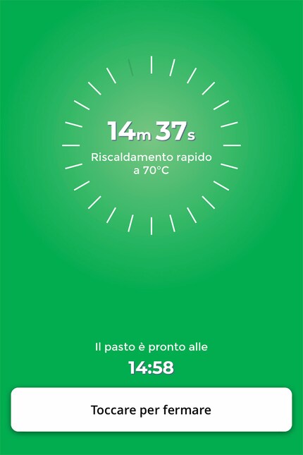 Panoramica dell’app: grazie alla funzione timer, il mio pranzo è pronto per l’ora indicata.