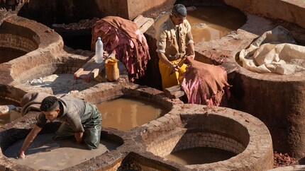 Eine Ledergerberei in Marokko.