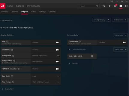 Con le schede grafiche AMD, è possibile aggiungere una risoluzione personalizzata sotto «Display».