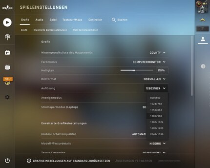 1280x960 pixel non sono disponibili di default.
