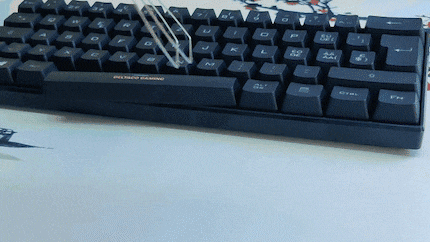 Once you pull the key cap off, the key and stabilisers are exposed.