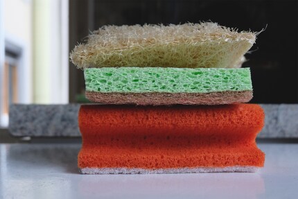 I might go from synthetic (bottom) to cellulose/recycled PET to loofah sponge (top).
