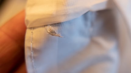 The fibres on the hem didn’t get flushed down the drain: the yield of one load of laundry.