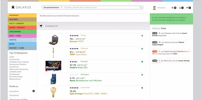 Im Benutzerprofil werden die letzten 10 gekauften Produkte angezeigt, falls die Option aktiviert wurde. Im Benutzerprofil werden die letzten 10 gekauften Produkte angezeigt, falls die Option aktiviert wurde.