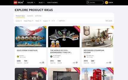 Auf der Website von «Lego Ideas» kannst du alle eingereichen Ideen durchstöbern.