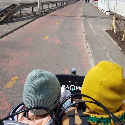 My children enjoyed the ride through Rotterdam in the Cargobike. At least they were wearing hats.