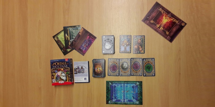 Starting grid: We have one portal each, the first 4 bead cards and 2 character cards are laid out. Starting grid: We have one portal each, the first 4 bead cards and 2 character cards are laid out.