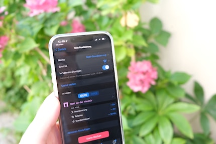 The Eve app stores the times, durations and rules for the bed’s drip irrigation.