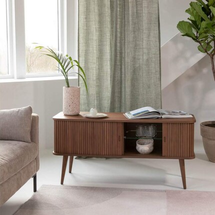 Dimensioni: 120 x 40 x 57.5 cm | Materiali: impiallacciatura di frassino, frassino, MDF, vetro | Immagine: Zuiver