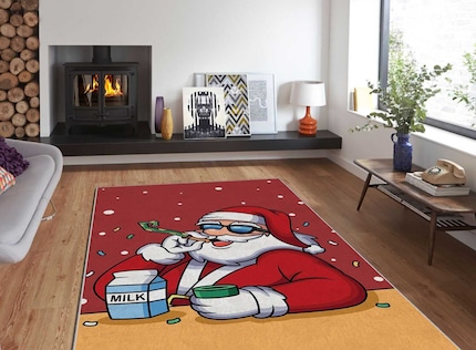 A bit over the top: a celebrating Santa.