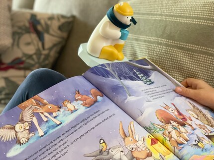Samis Eisscholle hält mühelos am Buch. Auch wenn es zum Lesen schräg gehalten wird.