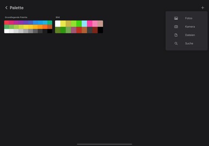 Die vorhandene Farbpalette ist sinnvoll zusammengestellt.