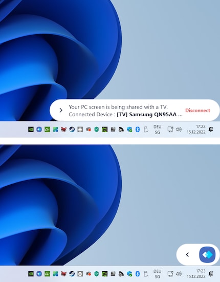 Eine unnötige Information prangt aus- oder eingeklappt über allem im Bild.