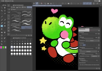 Die vielen Möglichkeiten machen die Benutzeroberfläche auf kleinen Bildschrimen schnell unübersichtlich und verdecken die Leinwand.