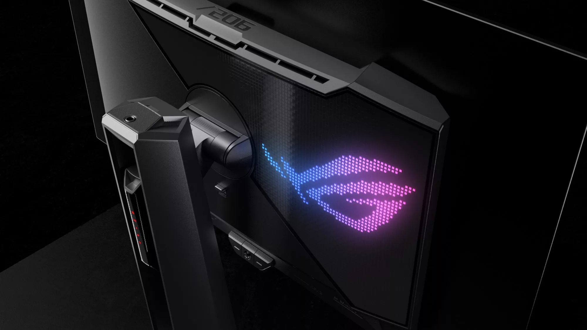 Hübsch: Die Rückseite des neuen Asus mit ROG-Logo in RGB.