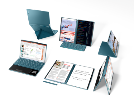 Lenovo suggests some usage variants for the Yoga Book 9i.