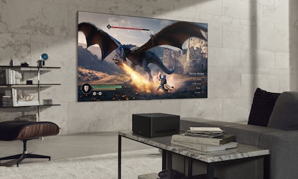 Below: The Zero Connect Box, which streams video and audio signals from connected devices to the TV.
