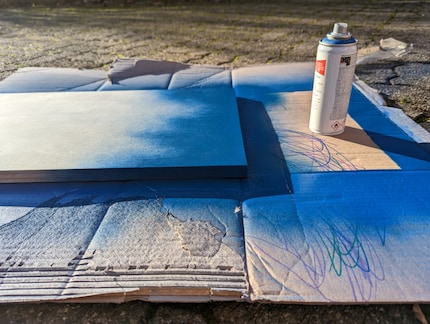 Because the wood is covered on both sides, you only need to spray it at the top and bottom edges.