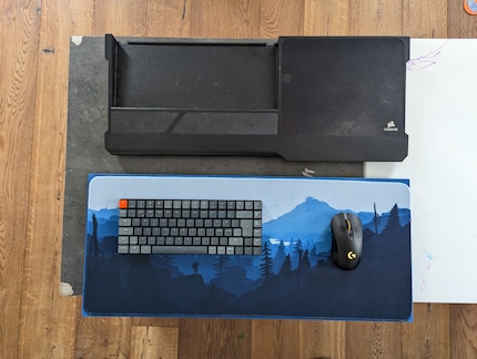 My lapboard is slightly larger than Corsair’s, and the mouse has more room.