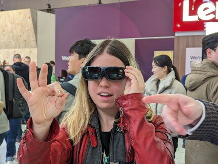 The glasses recognise my hand so I can operate the digital menu.