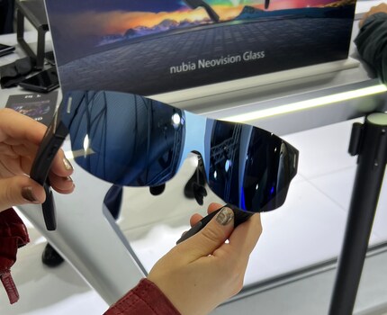 The futuristic glasses show your smartphone screen.