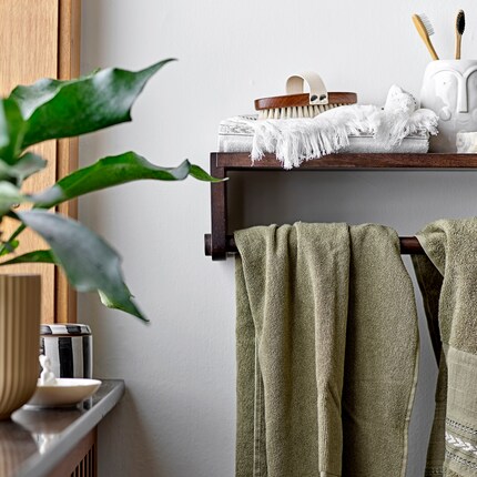 Aesthetic brushes complete the wellness oasis.
