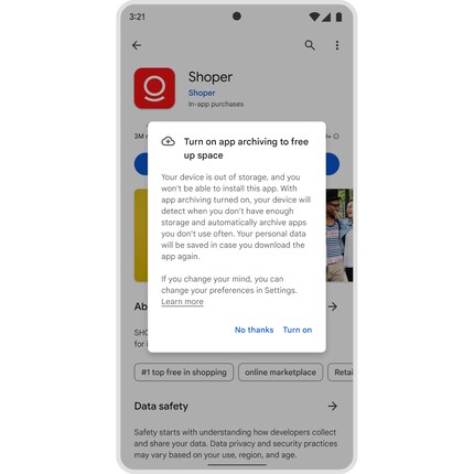 This is what the app archiving notice should look like when you try to uninstall an app.