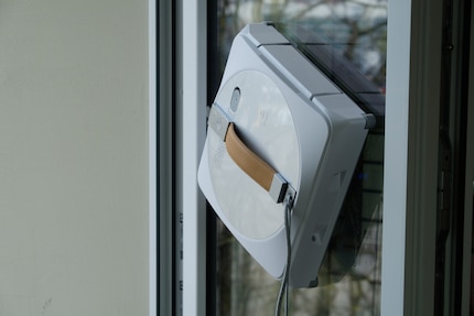 The robot in action.