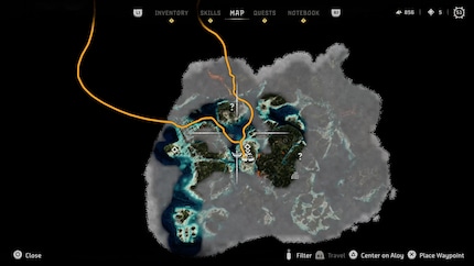 The world in Burning Shores is smaller than in Forbidden West. You can travel back and forth between the two maps at any time.