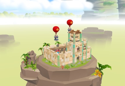 In this castle, shooting the balloons might be a good tactic. Their explosive charge then helps to level the castle.