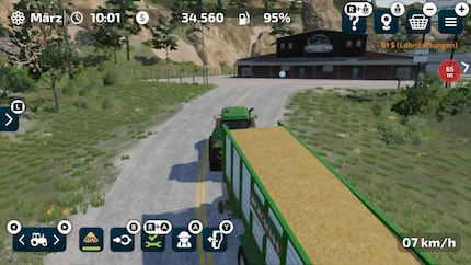 Fully loaded with hay, I can hardly get up the hill.