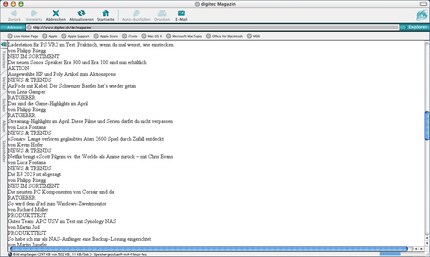 Die digitec-Seite zeigt ein bisschen Text an. Für mehr reicht es nicht.
