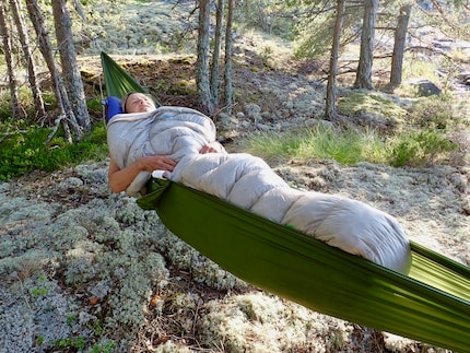 Warm and well-rested: the Therm-a-Rest quilt makes the night comfortable.